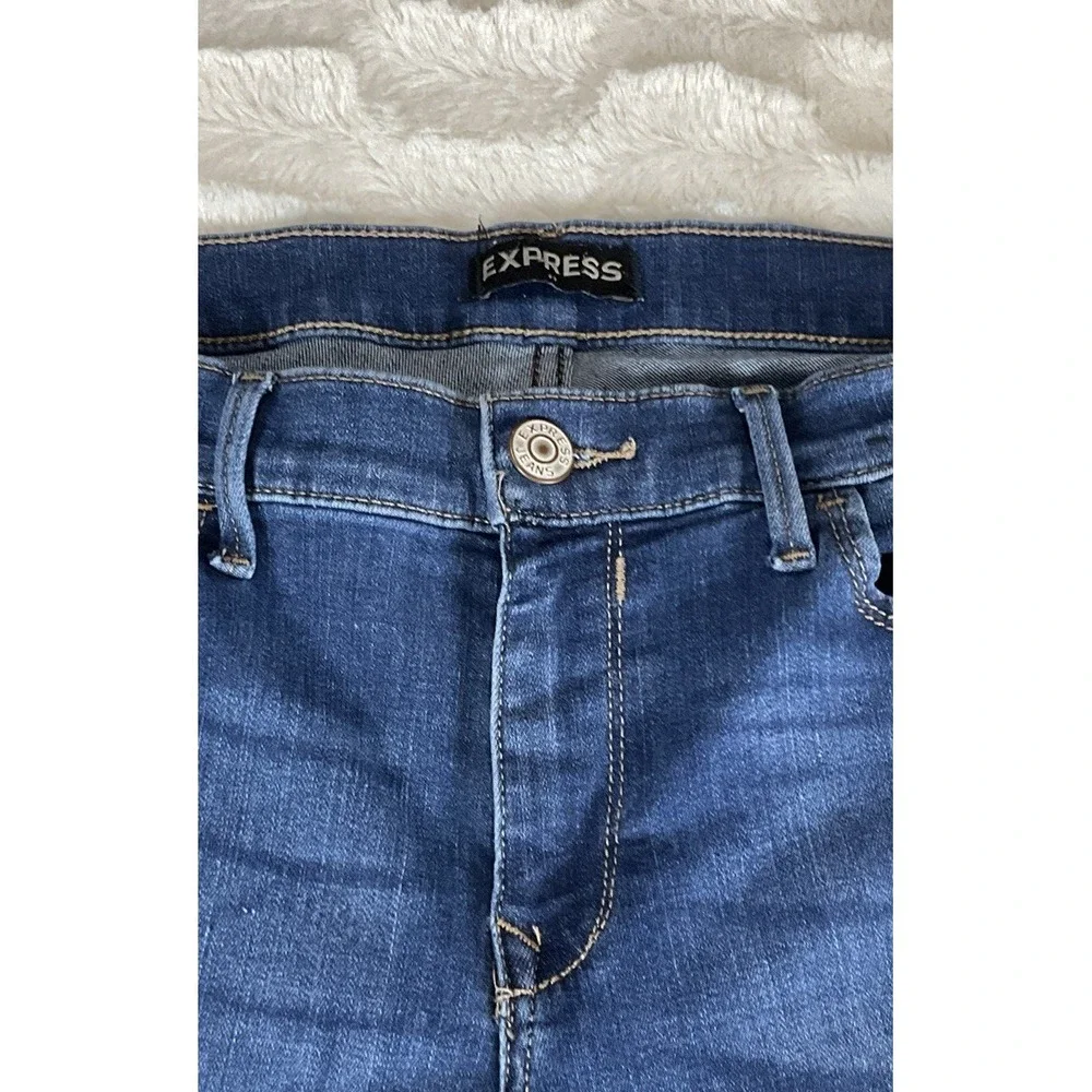 Express  Womens 12S  Blue Denim Jeans Cotton Stretch Distressed Mid Rise Legging